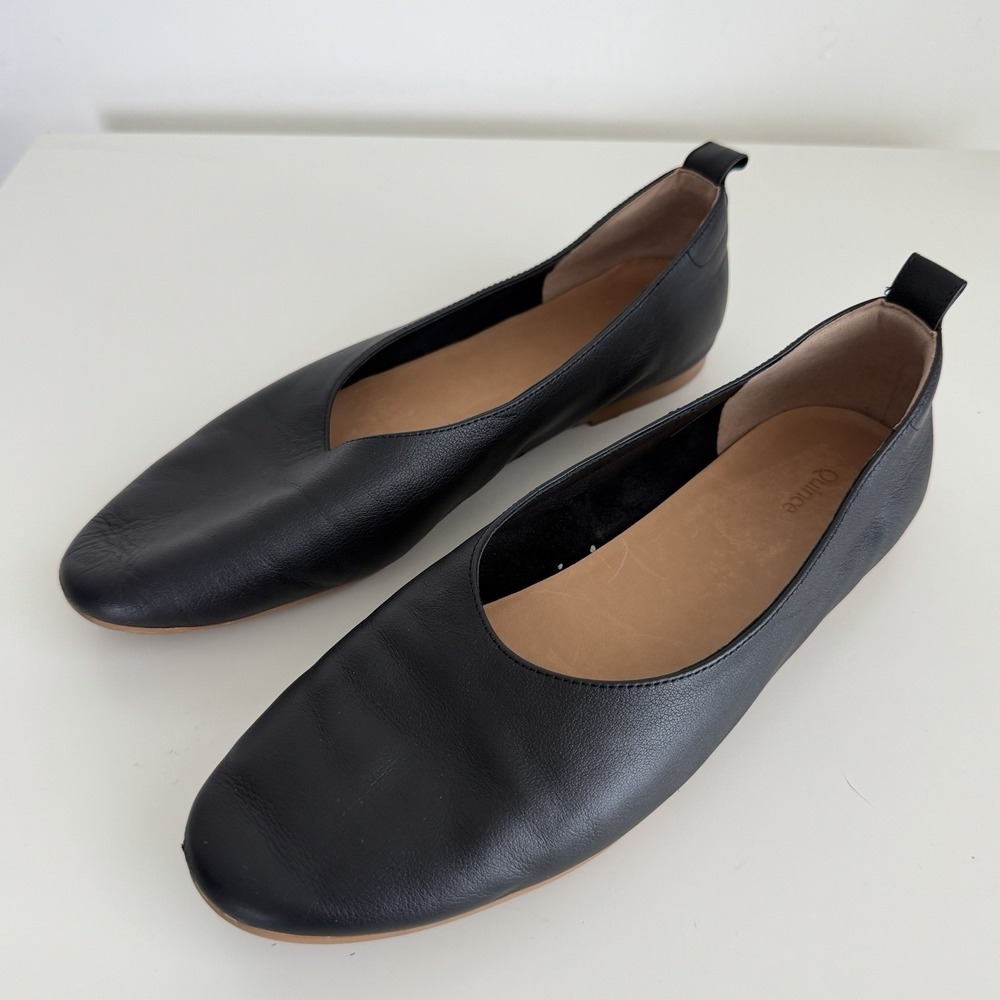 Quince Italian Leather Glove Ballet Flat Womens 9.5 Black Minimalist Old Money